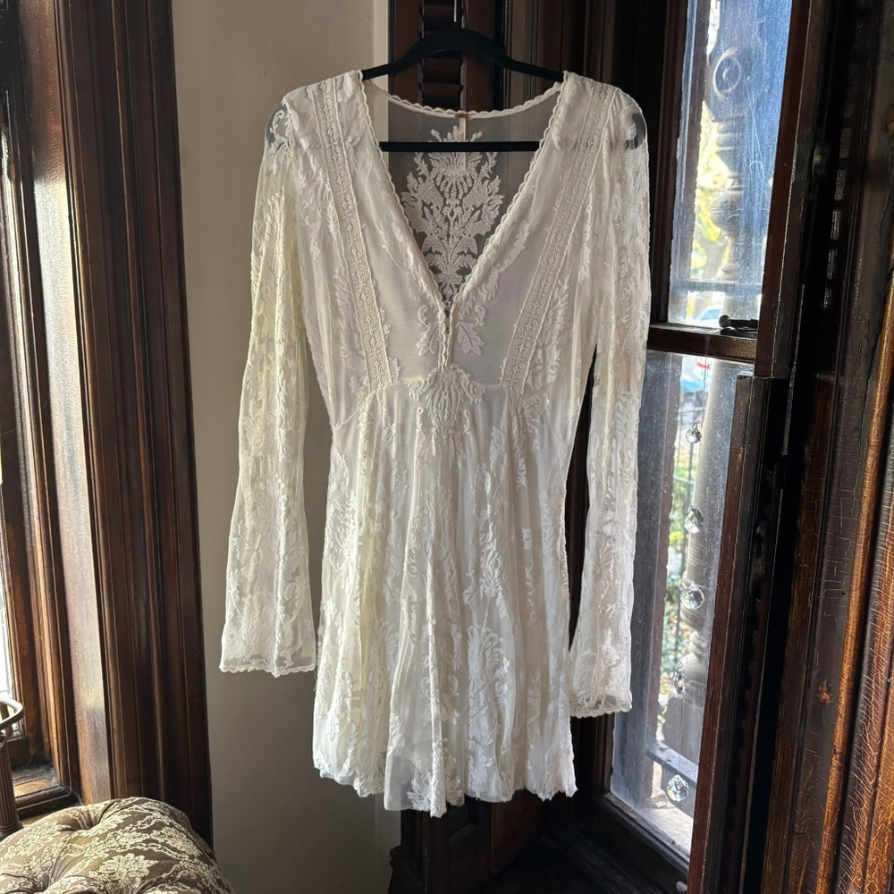 Free People Reign Over Me Lace Dress In White